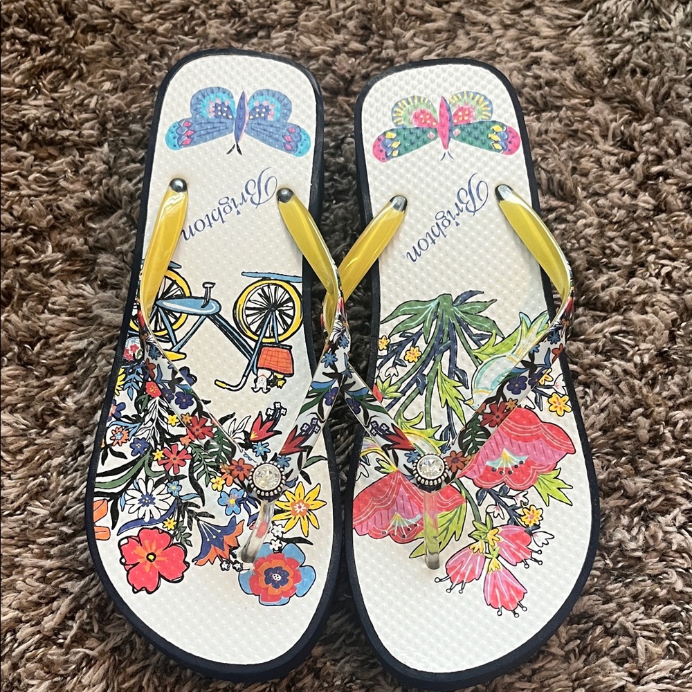 NWOT Brighton Colorful Floral Flip Flop Sandals